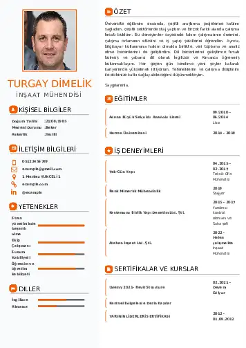 İnşaat Mühendisi Cv Örnekleri cv indir